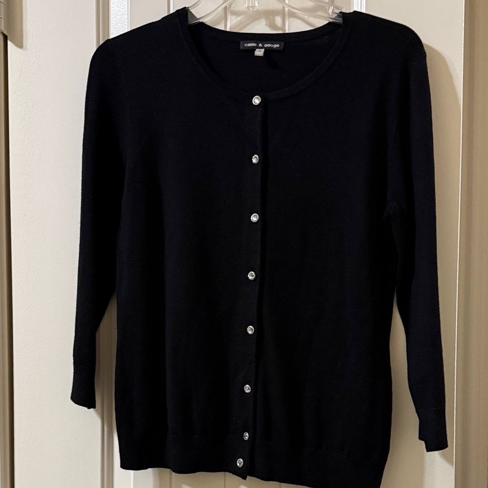 Cable & Guage Elegant Black Cardigan